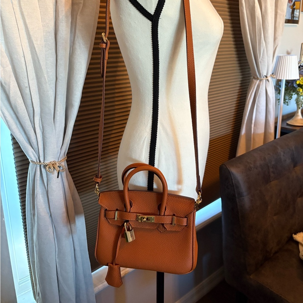 Tan Leather Handbag mini birkin